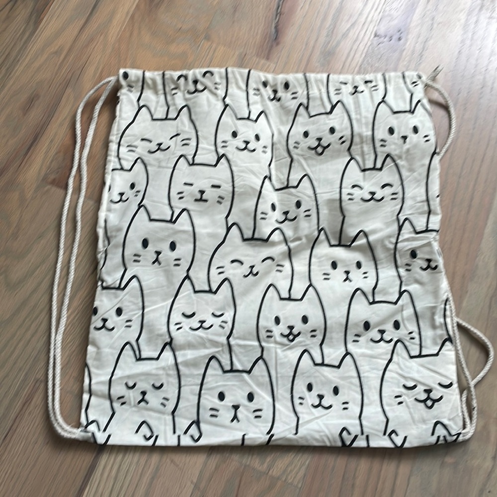 Drawstring Cat Print Bag